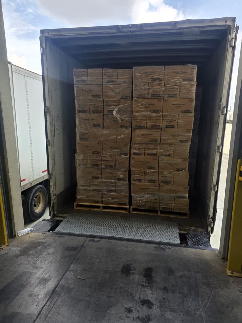 The same freight palletized after rework