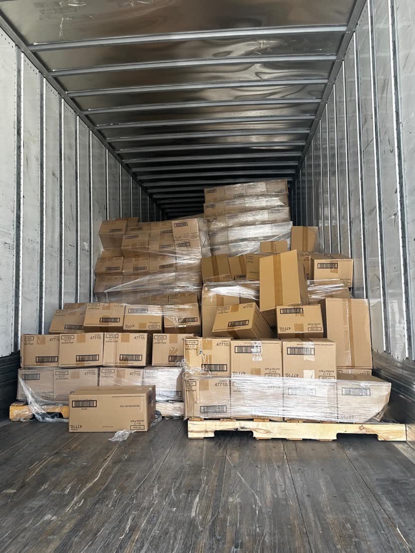 Floor-loaded boxes before rework
